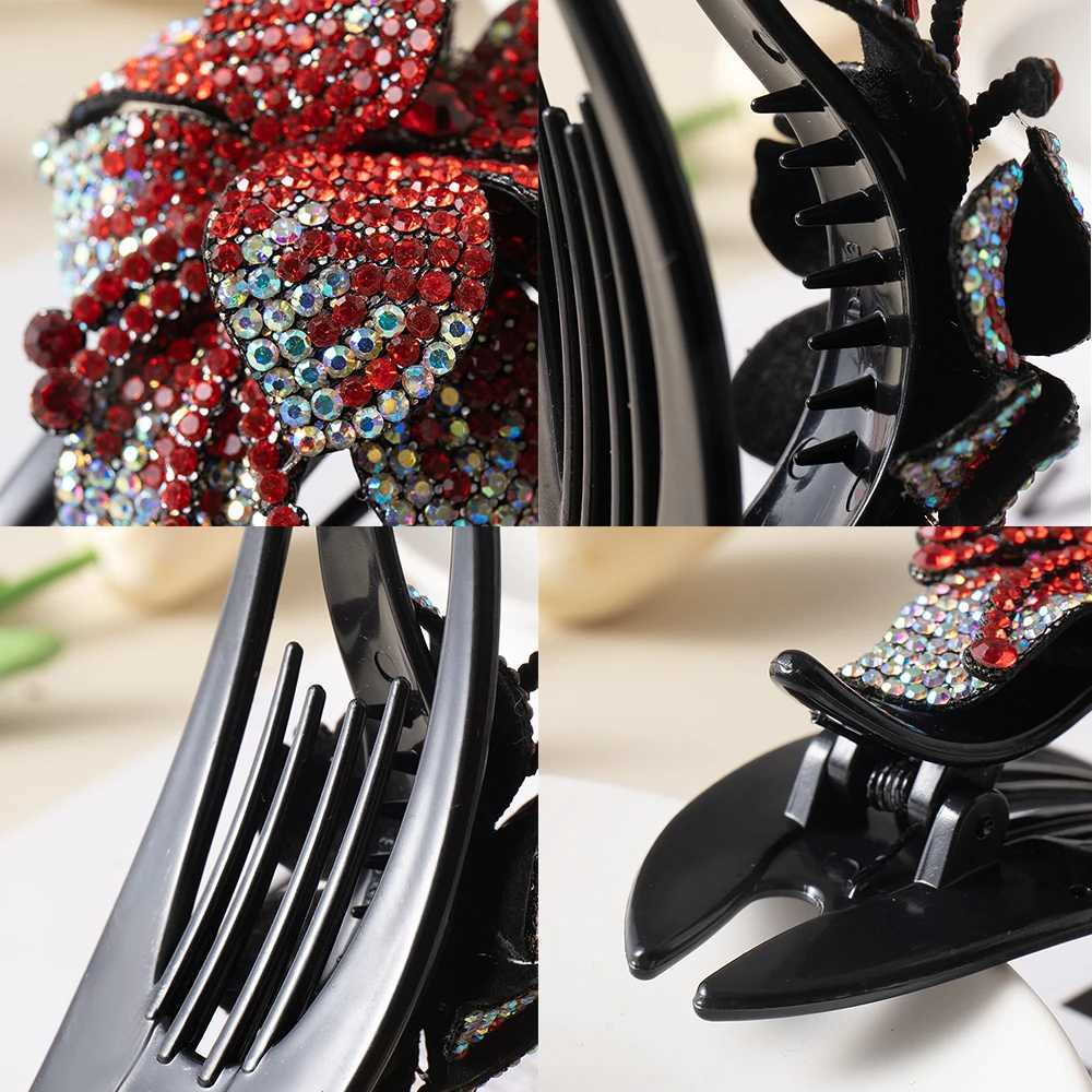 Double Flower Rhinestone Duckbill Hair Claws Clips Hairpins For Girls Women Fashion Hair Grip Barrettes Ponytail Hair Accessories Z250729