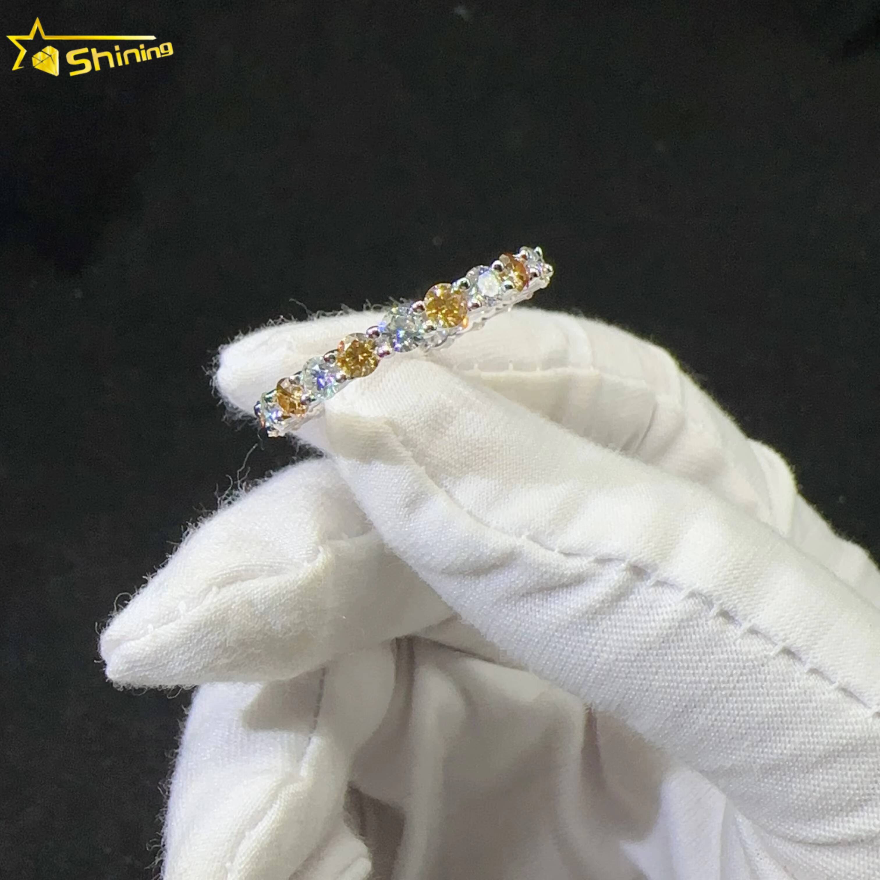 Custom Women Iced Out Eternity 925 Sterling Silver Gra Certificate VVS Moissanite Ring