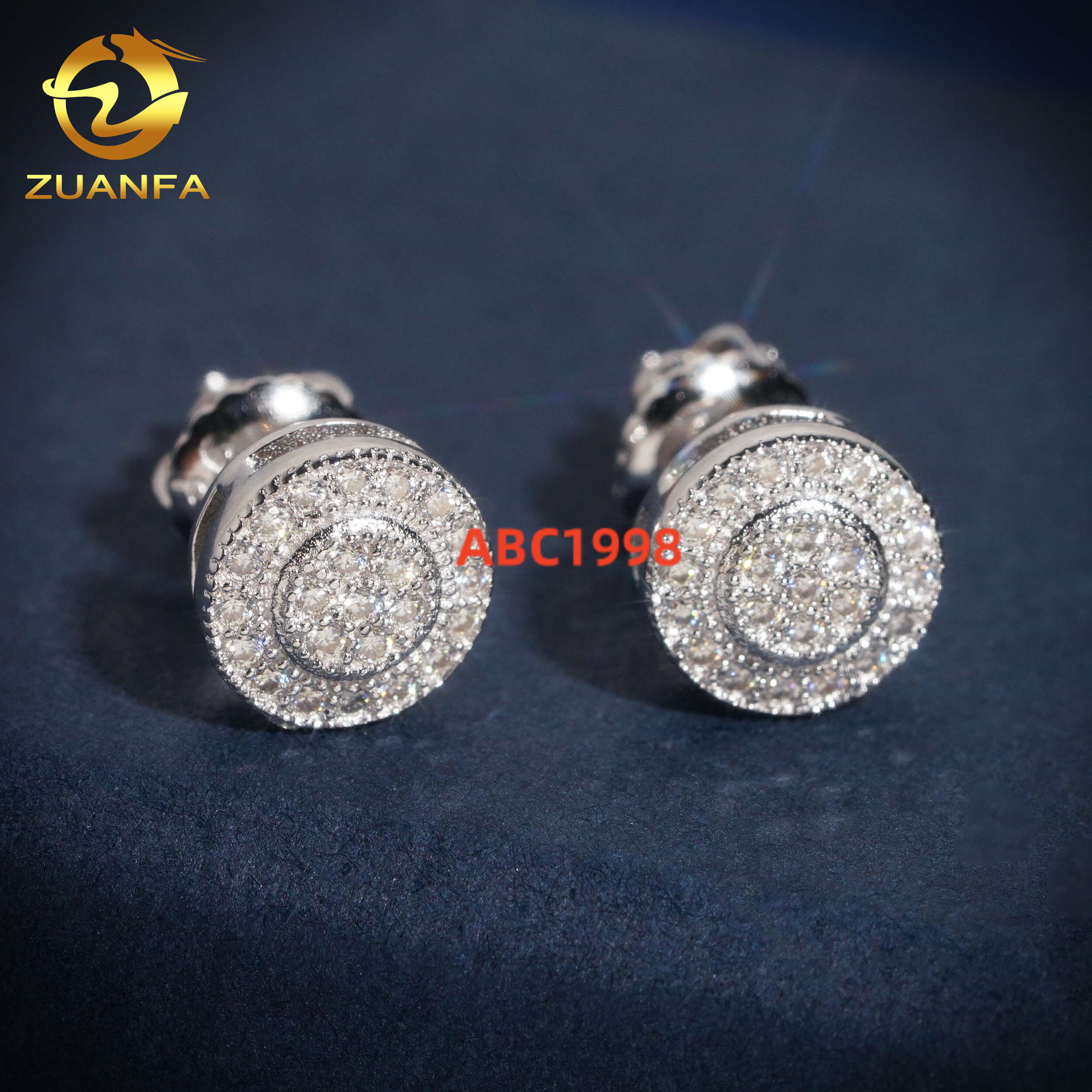 14K Real White Gold Round Lab Diamond Cluster Earrings EverLasting Gift for Women Men Fine Jewelry