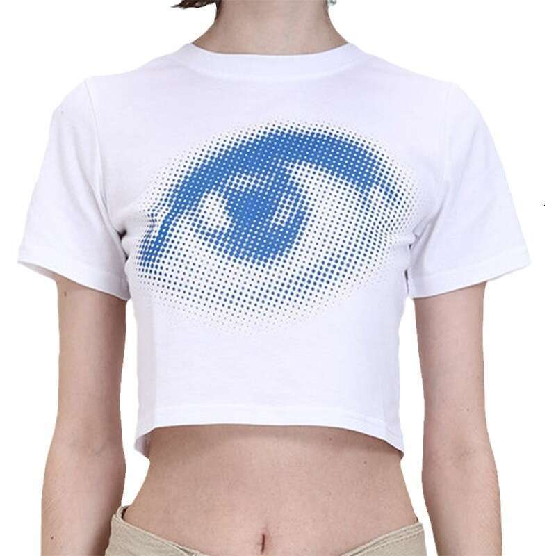 Designer T Shirt European And American Fashion Women's E-Girl Printed Harajuku Short Round Neck Short Sleeve T-Shirt Women's Top