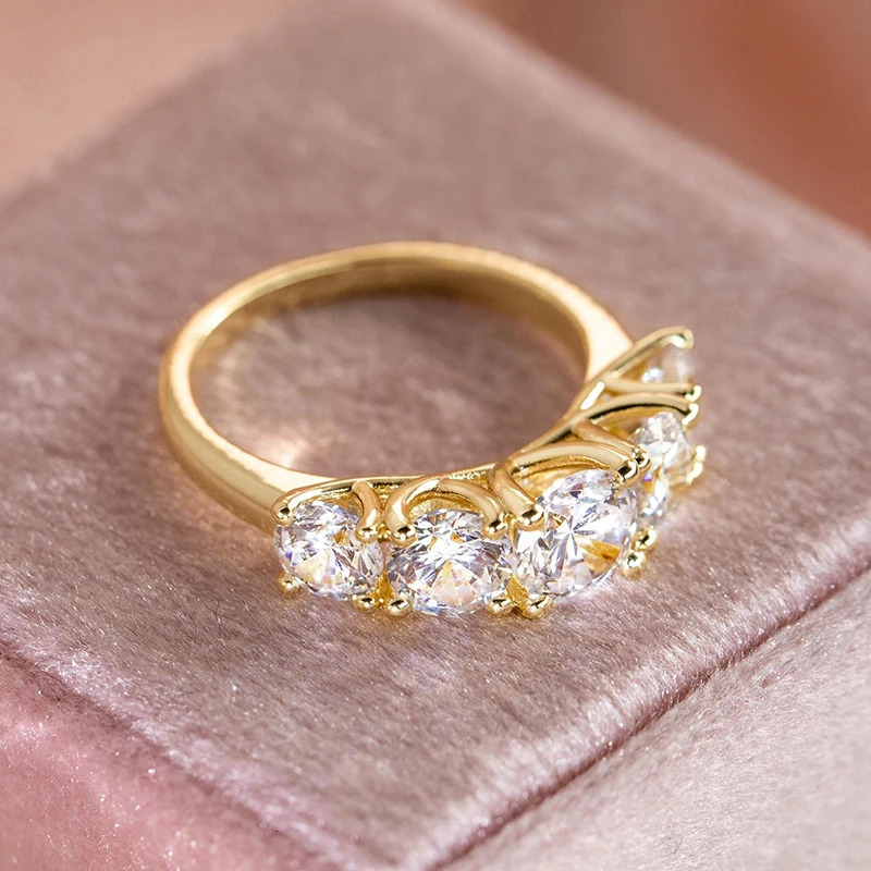 D Color Wedding Engagement Ring For Women 925 Silver 6.5mm 6mm 5mm Lab Diamond 5 Stones Promise Rings Finger Jewelry 250729