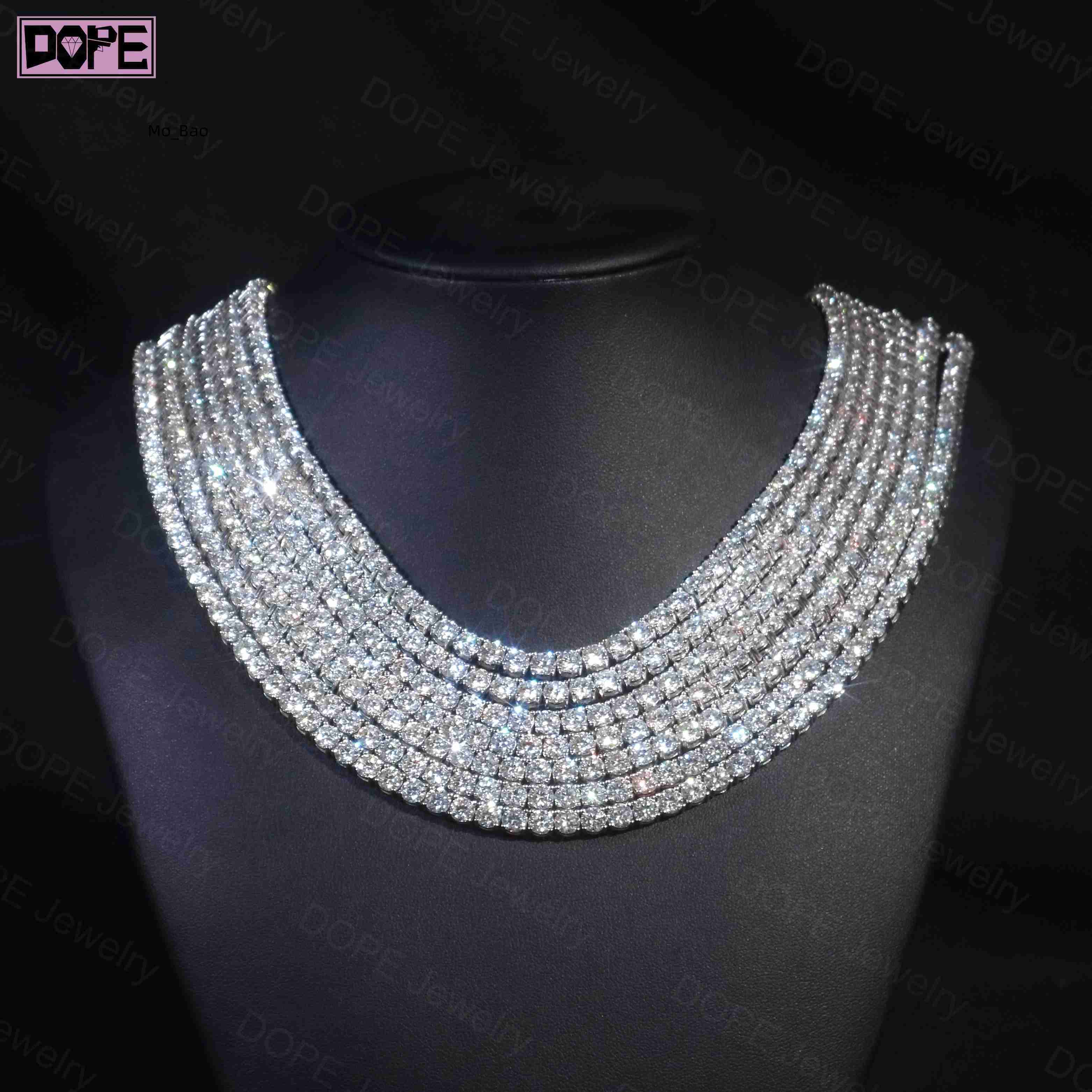 3 Days Dispatch 3mm 4mm Tennis Necklace 20in 22in 925 Silver Necklace Iced VVS Diamond Moissanite Tennis Chain
