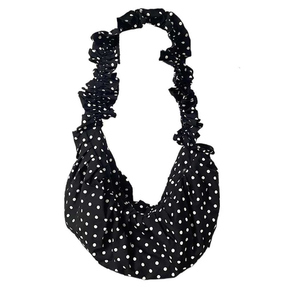 Women Cloud Hobo Bag Large Capacity Polka Dot Fashion Shoulder Bag All Matched Pleated Dumpling Bag for Party Vacation Y250730