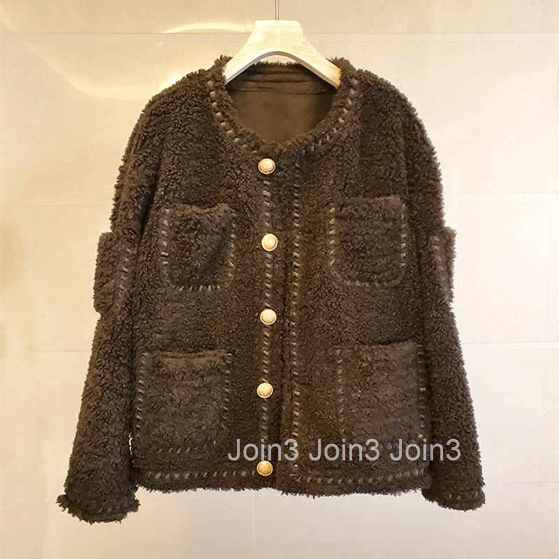 Winter New Korean Slimming Lamb Wool Coat for Women Loose Short Sheepskin Jacket