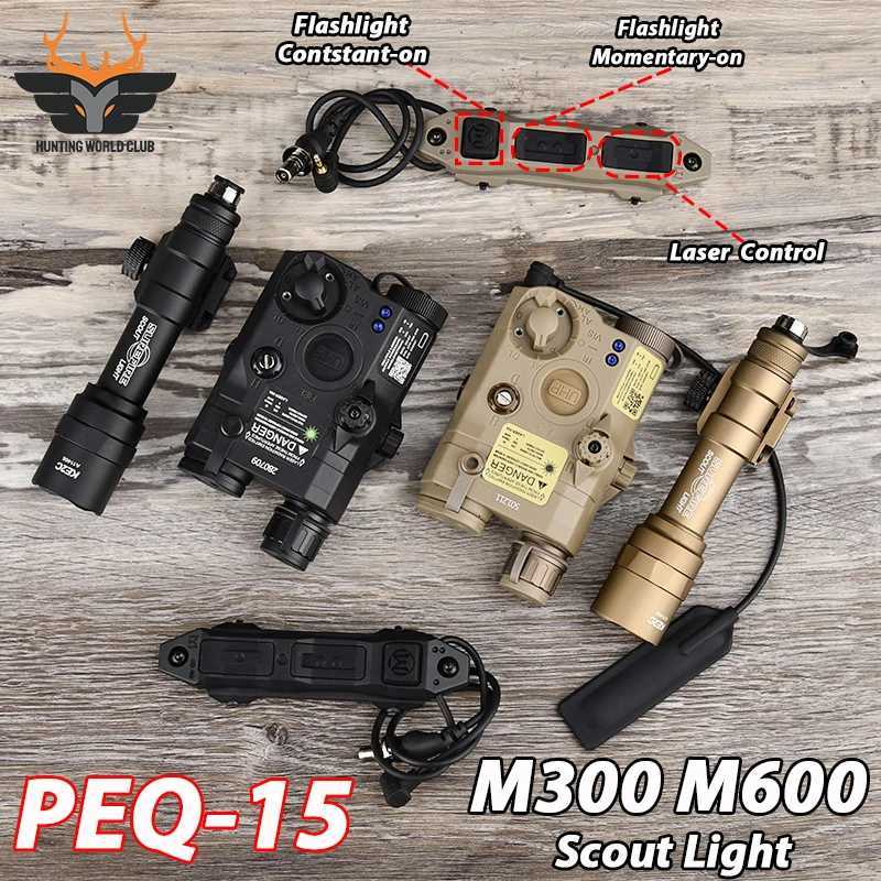 15 Green Red Dot Laser M300 M600 Airsoft Tactical Flashlight Weapon Light Dual Control Remote Switch XJ250728