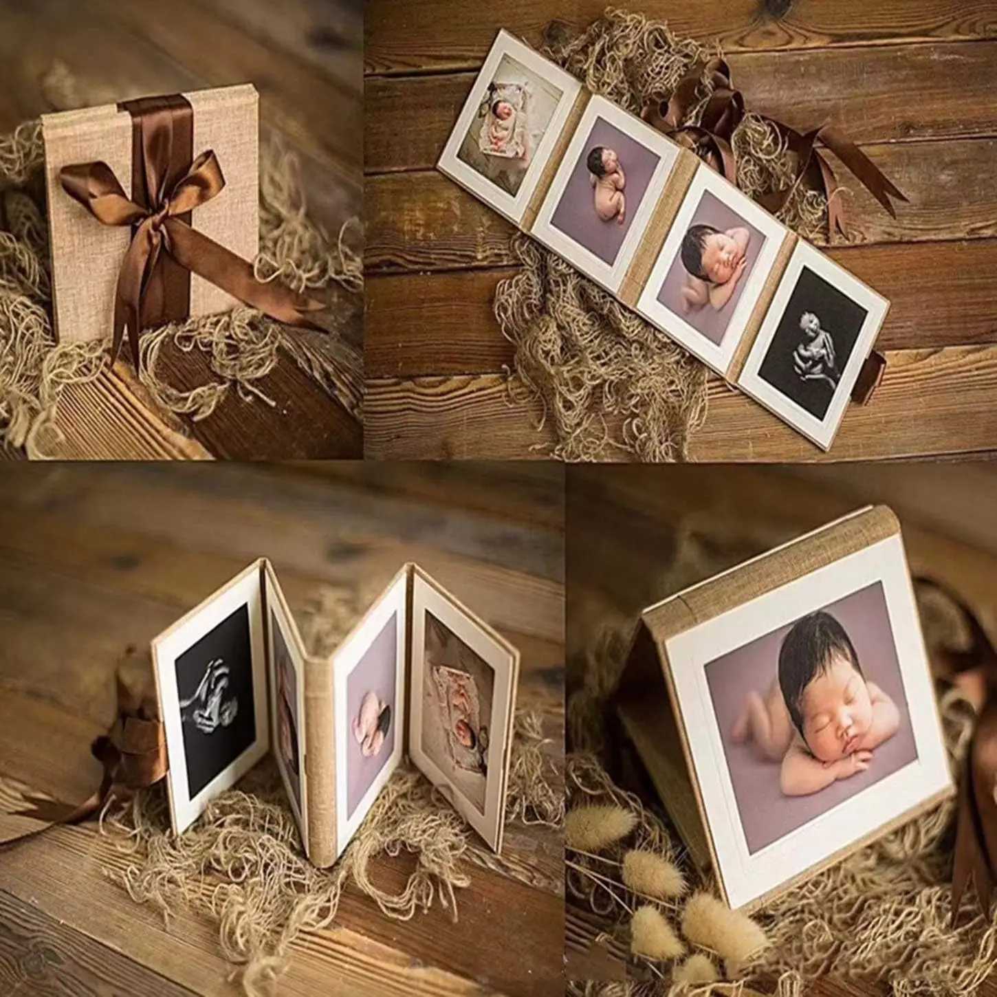 Retro Spiral Photo Album 4-Page Pasted Personalized Family Album Mini Baby Photo Album Linen Cover Wedding Family Z250729