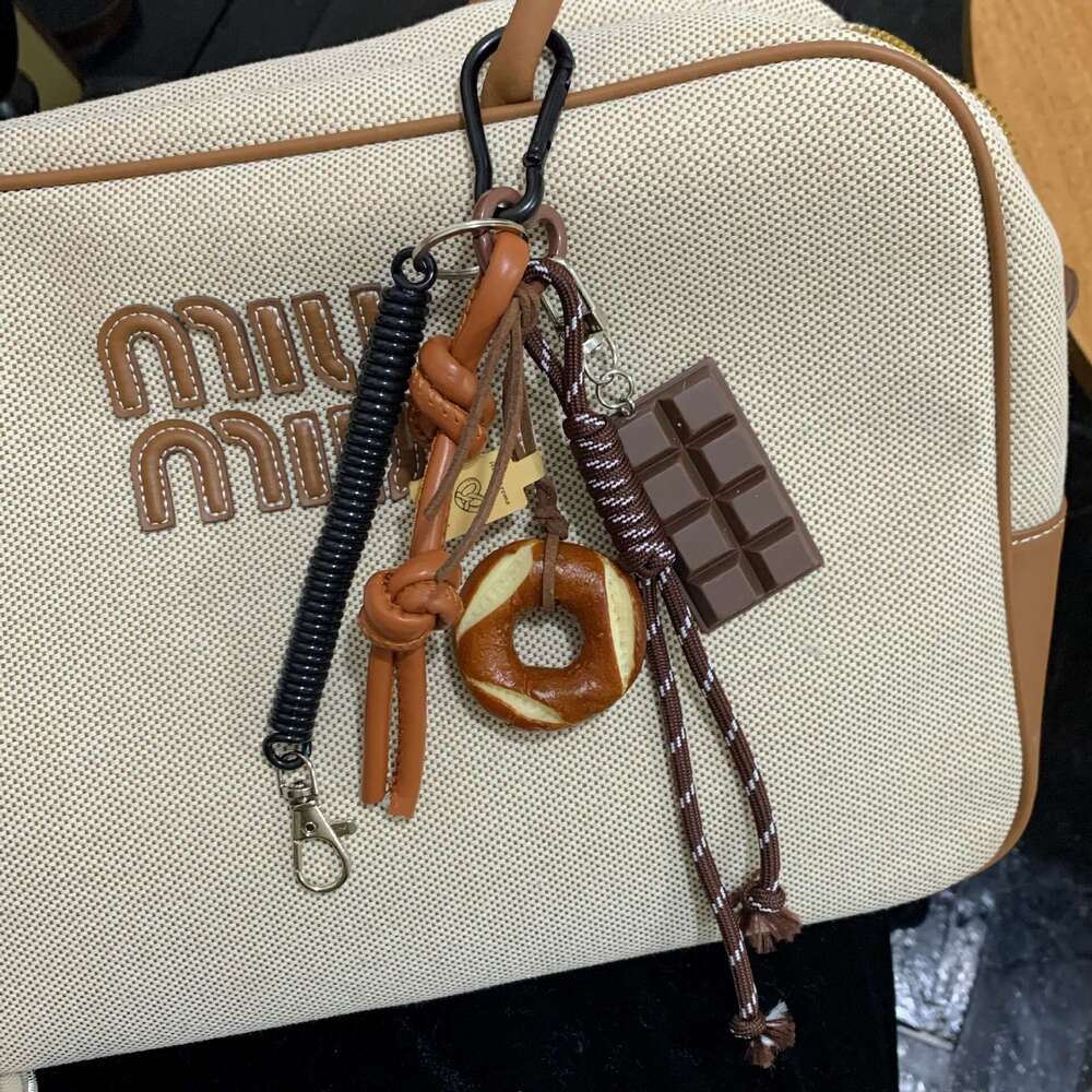Miu Series Alkaline Water Bread Ins Bag Pendant Bagel Chocolate Climbing Rope Keychain Decoration Hanging Chain Trend