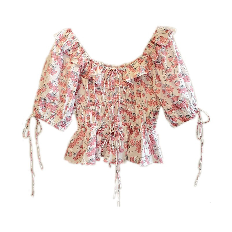 Quality Summer New French Style Little Fragrance Milk Shirt Womens Top Waist-Cinching for Dates and Outings