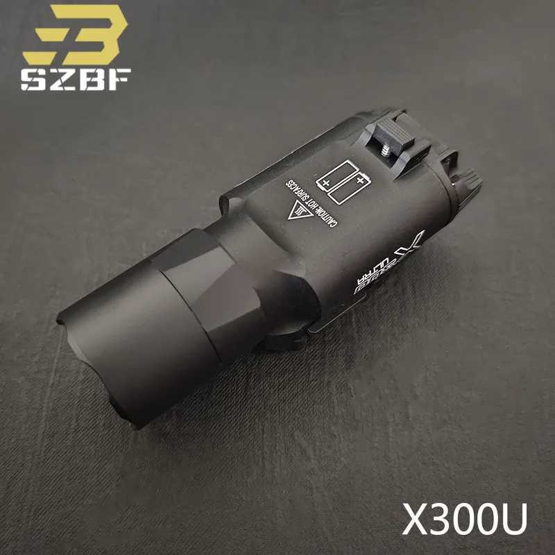 Sotac Tactical SF X300 X300U Ultra LED 400 lumens Metal Pistol Weapon Light Fits 20mm Rail Airsoft Hanging Hunting Flashlight XJ250728