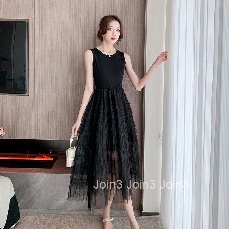 Summer New Urban Smart Girl Slim Vest Cake Dress Sweet Base Dress Long Dress