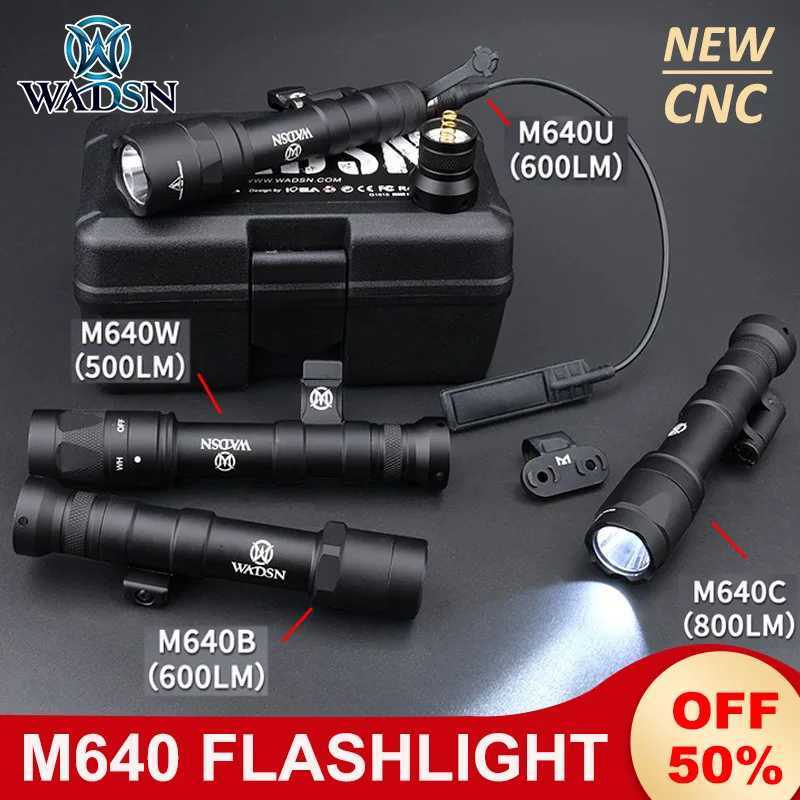 Vadsn Metal M640 Tactical Flashlight CNC M640B M640C M640U M640W Outdoor Airsoft Hunting Scout Light M640W Strobe Spotlight XJ250728