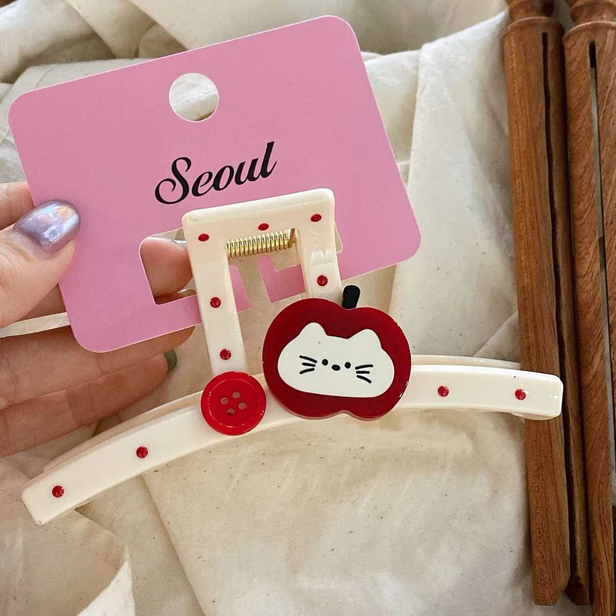 1pc Colorful Polka Dot Hairpin with Animal Puppy Design Sweet and Cute Updo Hair Clip Shark Clip Hair Accessory Z250729