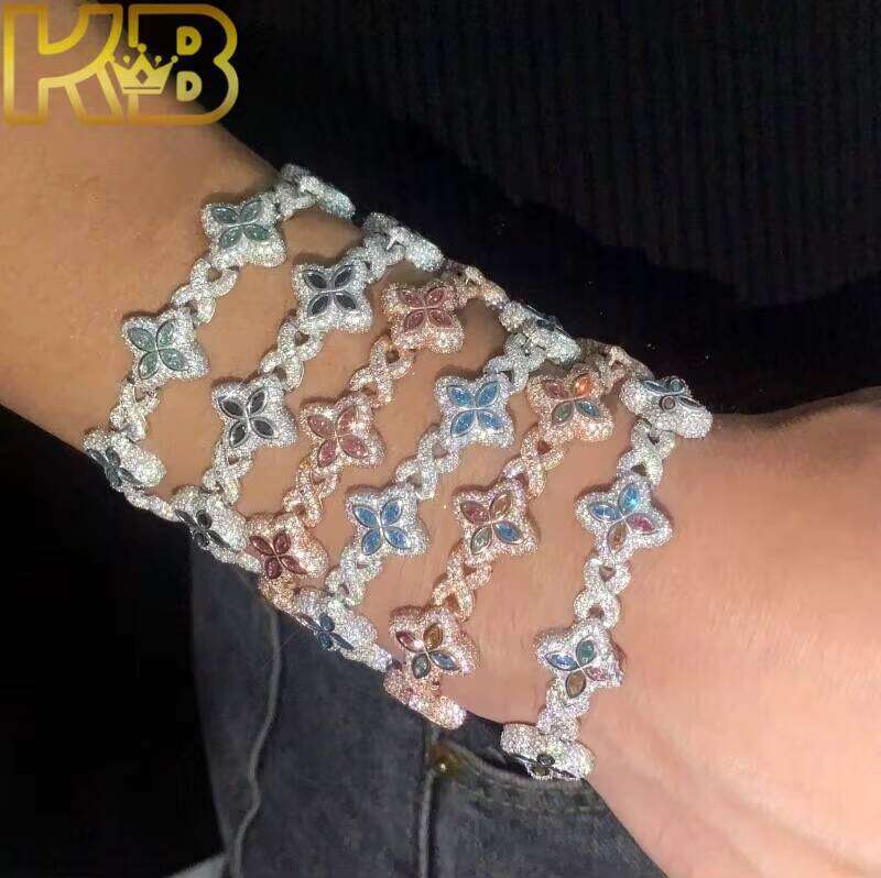 Best Selling Dia Sterling Sier Rhodium Plated Moissanite Men Cuban Link Bracelet