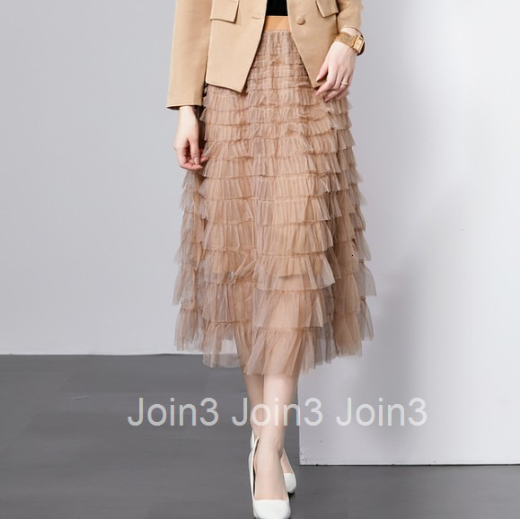 Autumn Winter New French Style Plus Size Womens Elegant Long Sleeve Blazer with Belt + Half-length Tiered Skirt