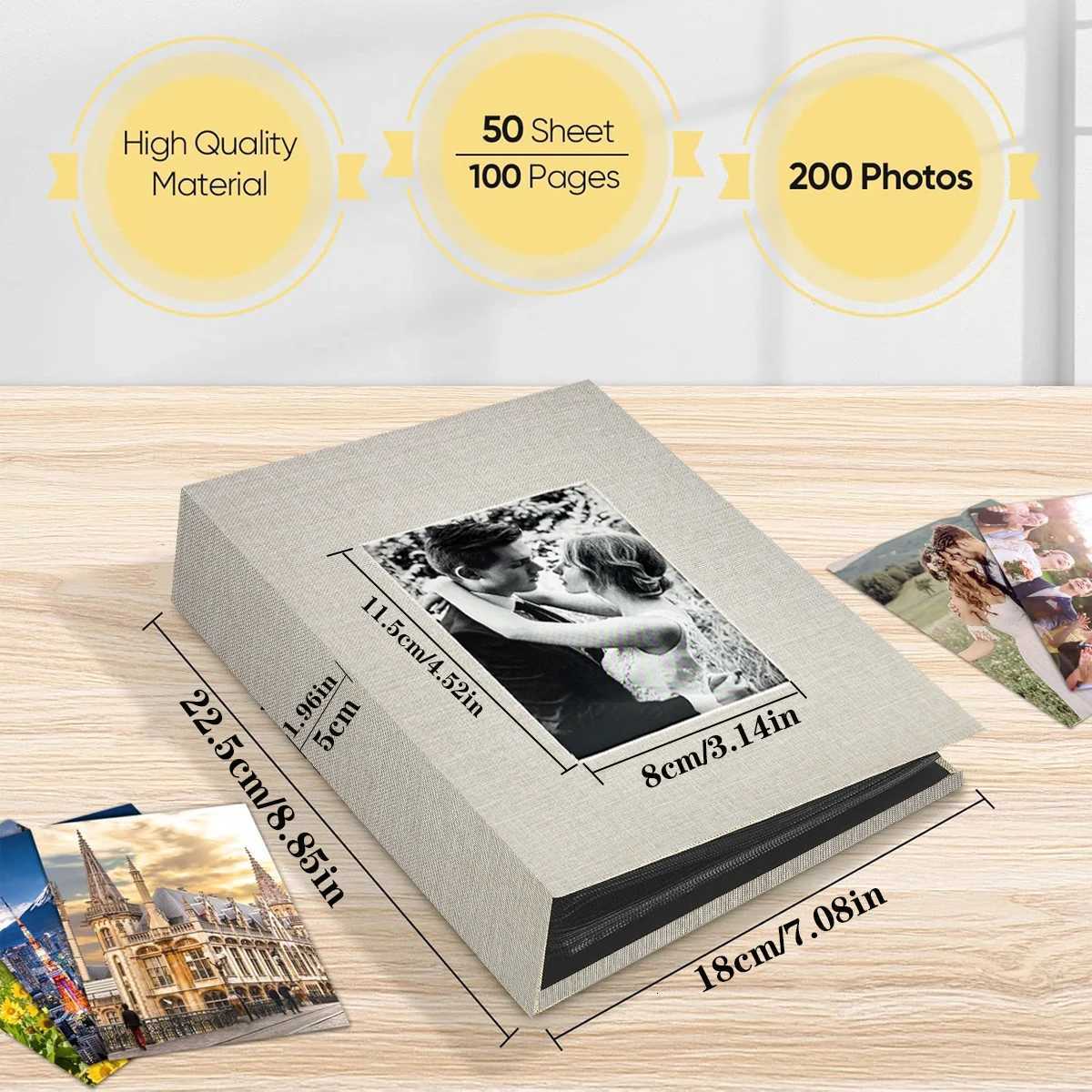 1PCS Linen Cover 4x6 Photo Album 200 Pockets Slip-in Design Protects Photos Travel Photos Z250729