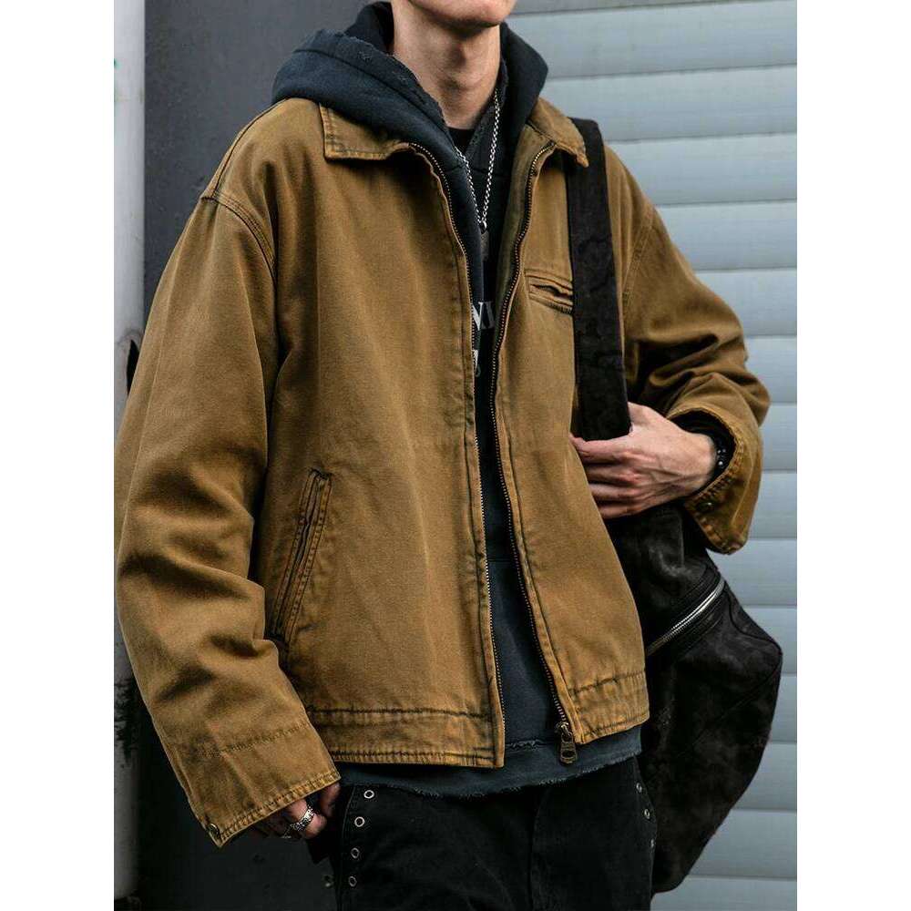 Japanese Vintage High Quality Cargo Mens Clothing Outdoor Casual Short Detroit Jacket Autumn Haruku Trend Lapel Coat 250728