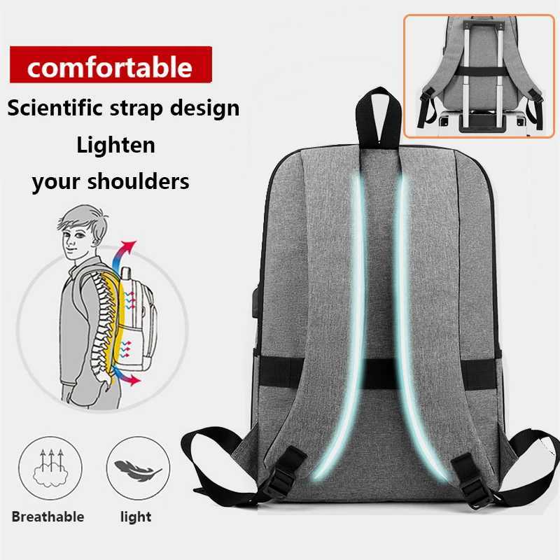 Multifunctional Mens Backpacks Waterproof Bag Pack for Men Backpack for School Book Bag Usb Port Back Bag for Men Black Backpac S250728