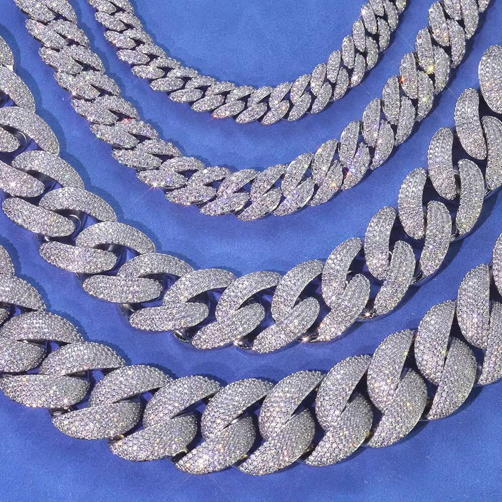 NUOYA Mens Chunky Cuban Link Chain 10mm-15mm Width Gold Plated Bling CZ Stone Iced Out Diamond Necklace Hip Hop Jewelry