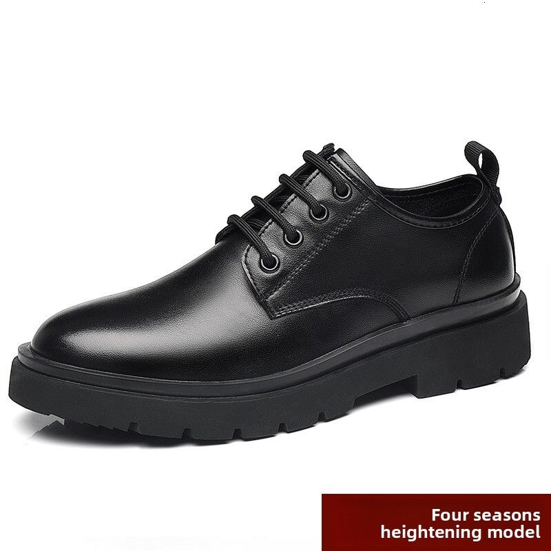 2025 New Leather British Style Large Size Men's 45 46 Black Lace-up Vintage Trend Shoes D54-D