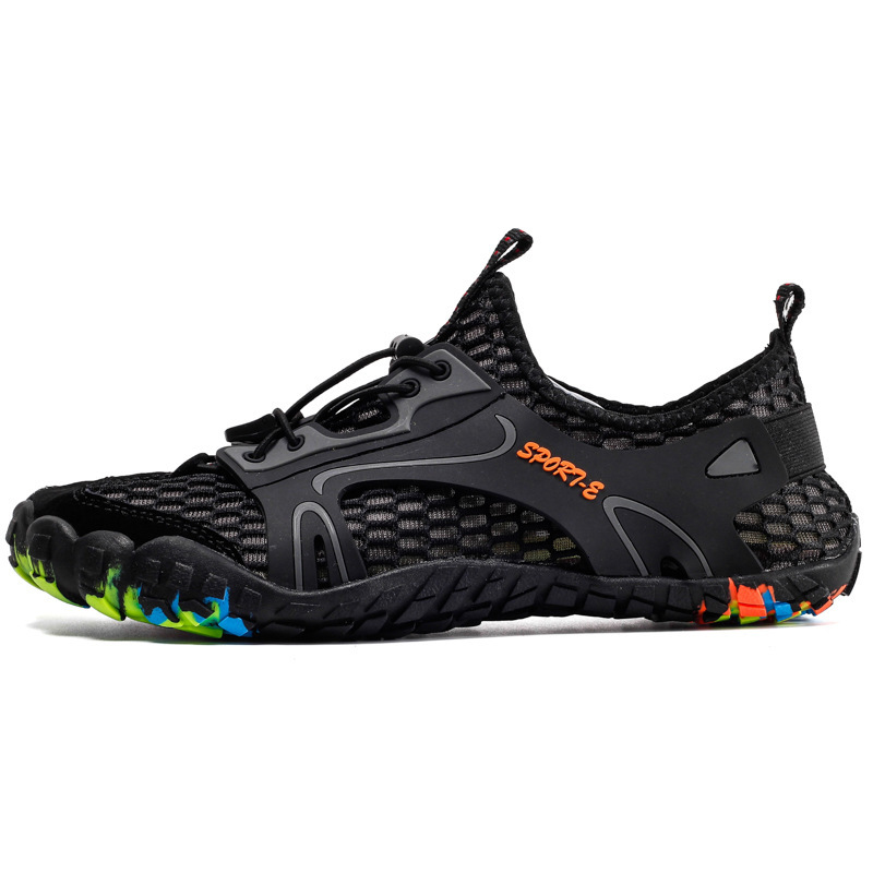 Summer Men's Breathable Thin Hollow Mesh Sports Wading Hiking Outdoor Quick-Dry Beach Five-Toe Shoes