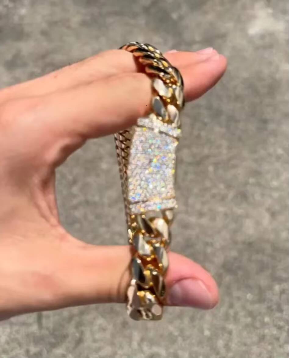 15MM 925 Solid Sterling Silver Hip Hop Heavy Cuban Link Chain Necklace VVS1 Moissanite Handmade High Quality Chain 18-30 Inch