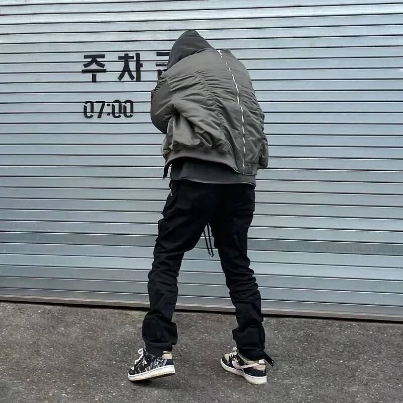 Autumn/Winter Flight Baseball Thickened Cotton Parkas Outerwears American Oversized Double Zip Up Jacket And Coat Men