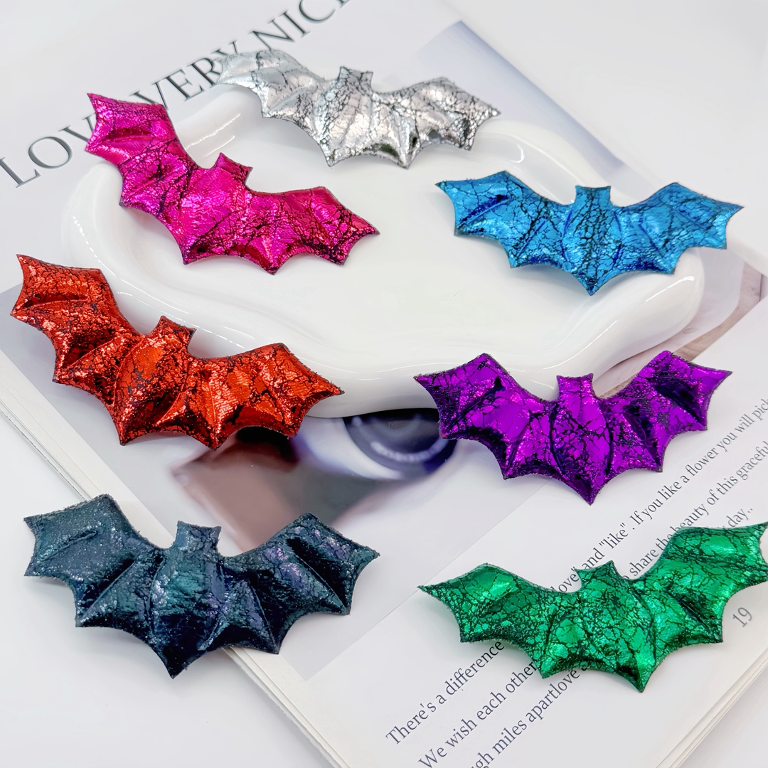 30Pcs/Lot 10*4.3CM Halloween Shiny Demon Bat Padded Appliques For DIY Halloween Costume Vampire Hair Clip Decoration Patch