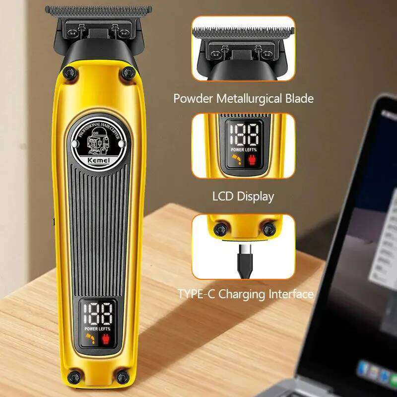 Kemei Barber Electric Trimmer Professional USB Rechargeable Beard Clipper For Men Hair Cutting hine