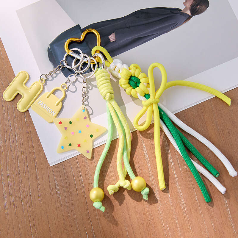 Miu Blogger Same Style Niche Personality Car Keychain Ins Couple Woven Strap Bag Pendant