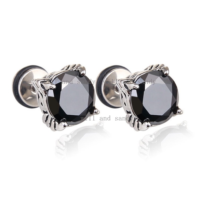 Anti Allergy Stainless Steel Cubic Zircon Stud Earrings Designer Jewelry Screw Back Floral Diamond Hypoallergenic Ear Rings for Men Women Hip Hop Fine