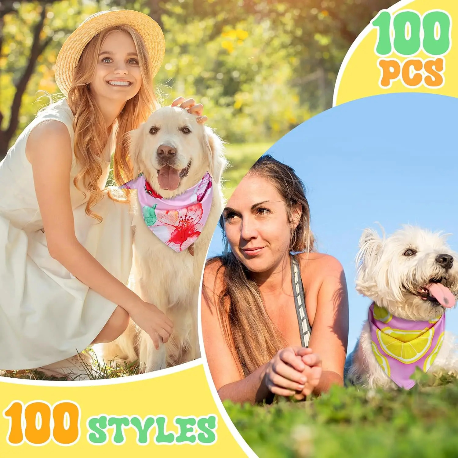 100Pcs Summer Beach Dog Bandanas Bulk Bibs Colorful Triangle Scarf Pet Bandana for Medium Large Dogs Birthday Costume Decoration 250729