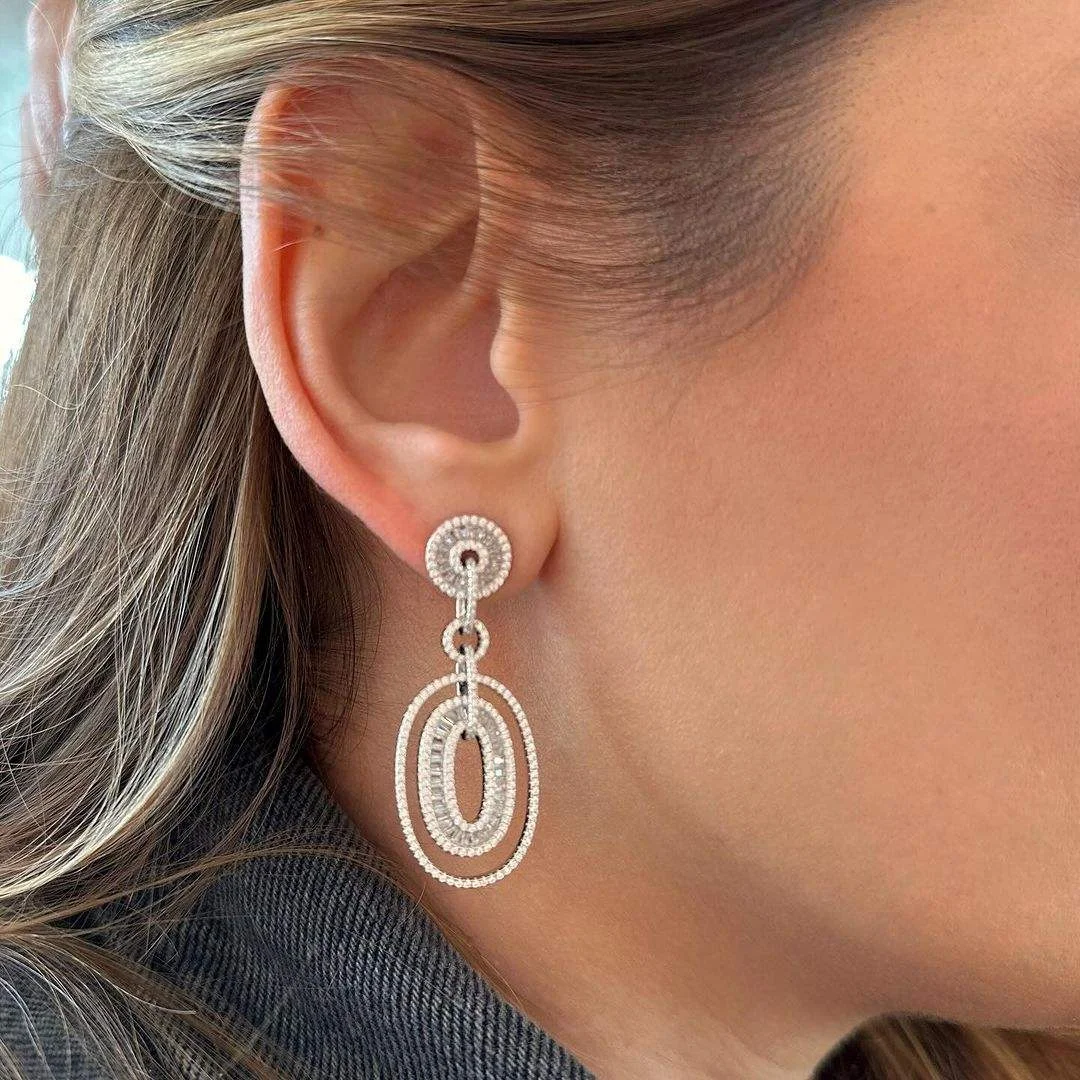 2025 NEW Fashion Luxury Oval Multi Drop Pendant Earrings Shiny Full CZ For Women High Quality Wedding Party Jewelry