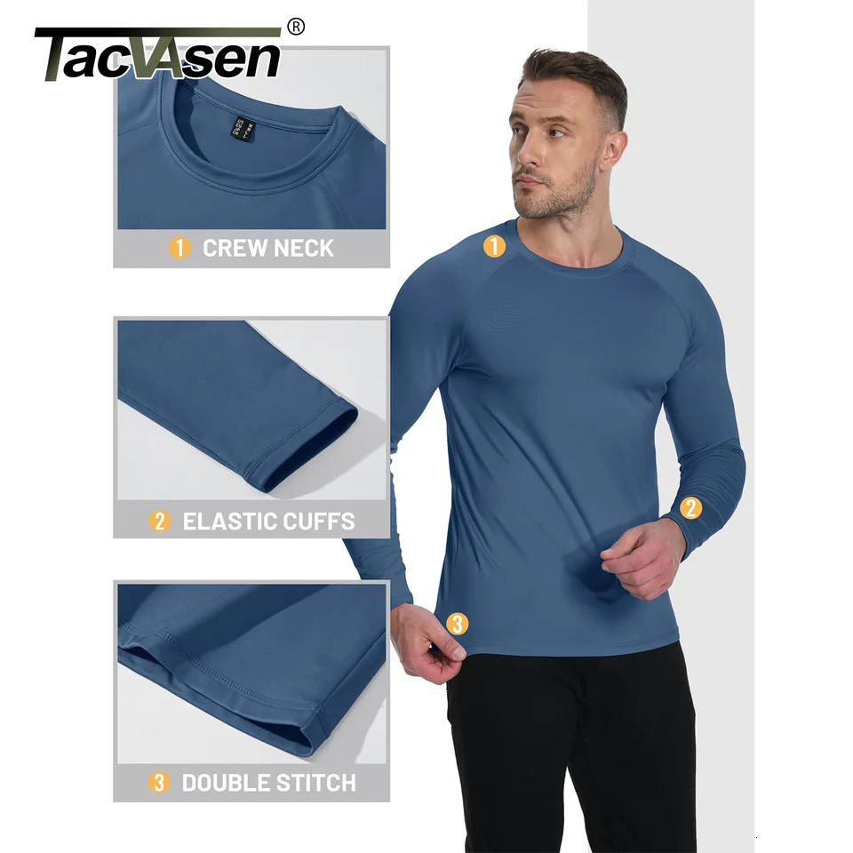 Tacvasen fleece lined tshirts mens thermal long sleeve t shirts winter autumn athletic workout base layer pullover tops male 250729
