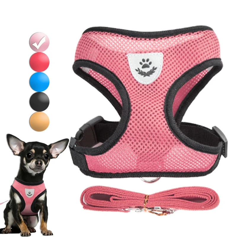 Dog Harness for Small Dogs Cats Adjustable Pet and Leash Set Breathable Vest Pug Chihuahua Bulldog Accessories 250729
