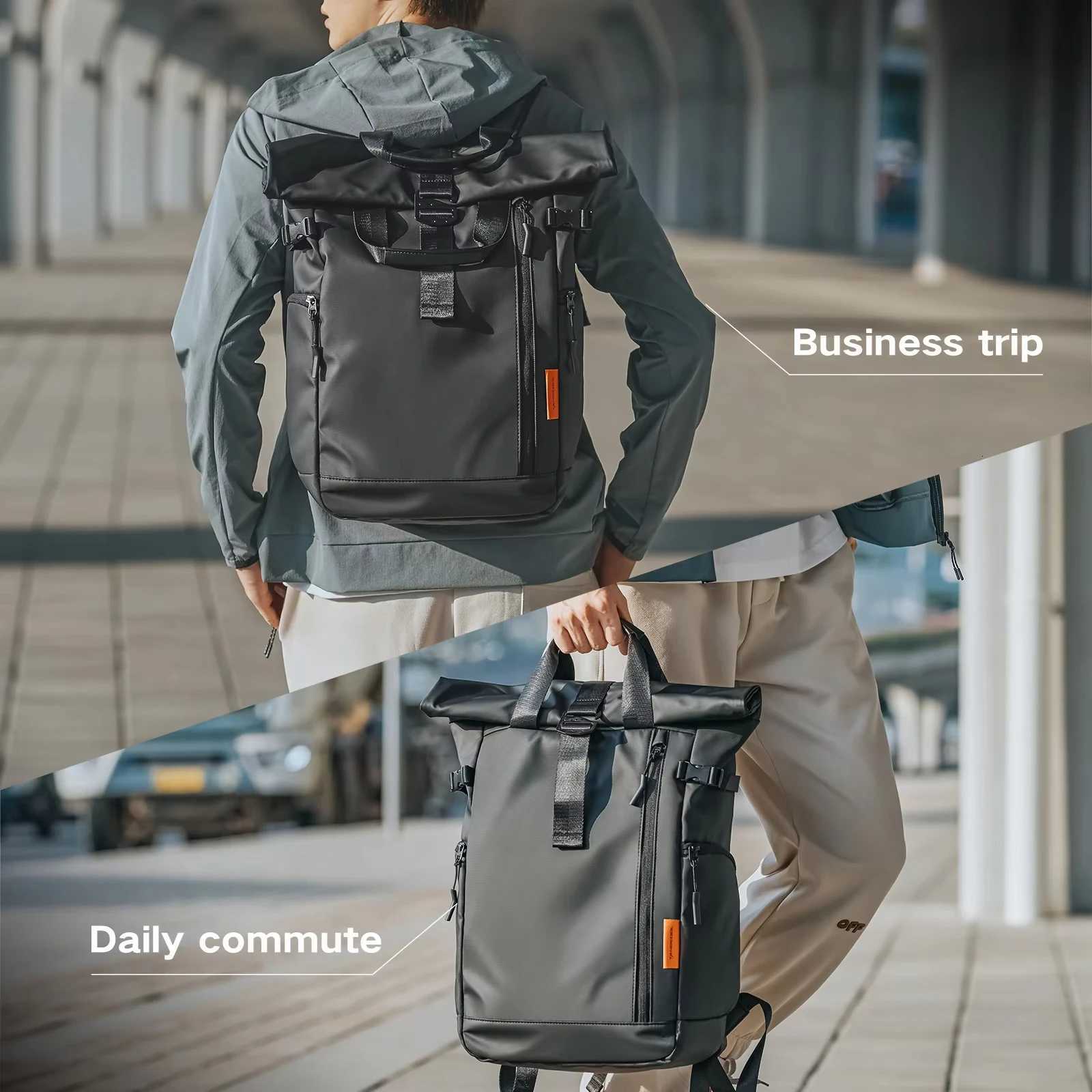 Mens 15.6 Inch Laptop Backpack Rolltop Rucksack Large Capacity Travel Hiking Waterproof College School Bag Casual Daypack S250728