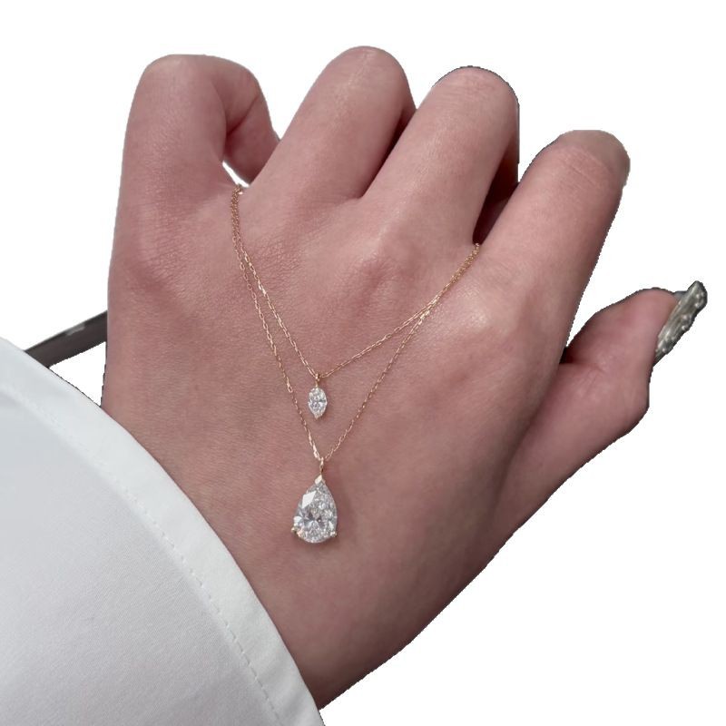 2025 Choucong Ins Top Sell Sweet Simple Fashion Jewelry Genuine 100% 925 Sterling Silver Water 18K Gold Fill Drop Lab Moissanite Elegant Beach Clavicl