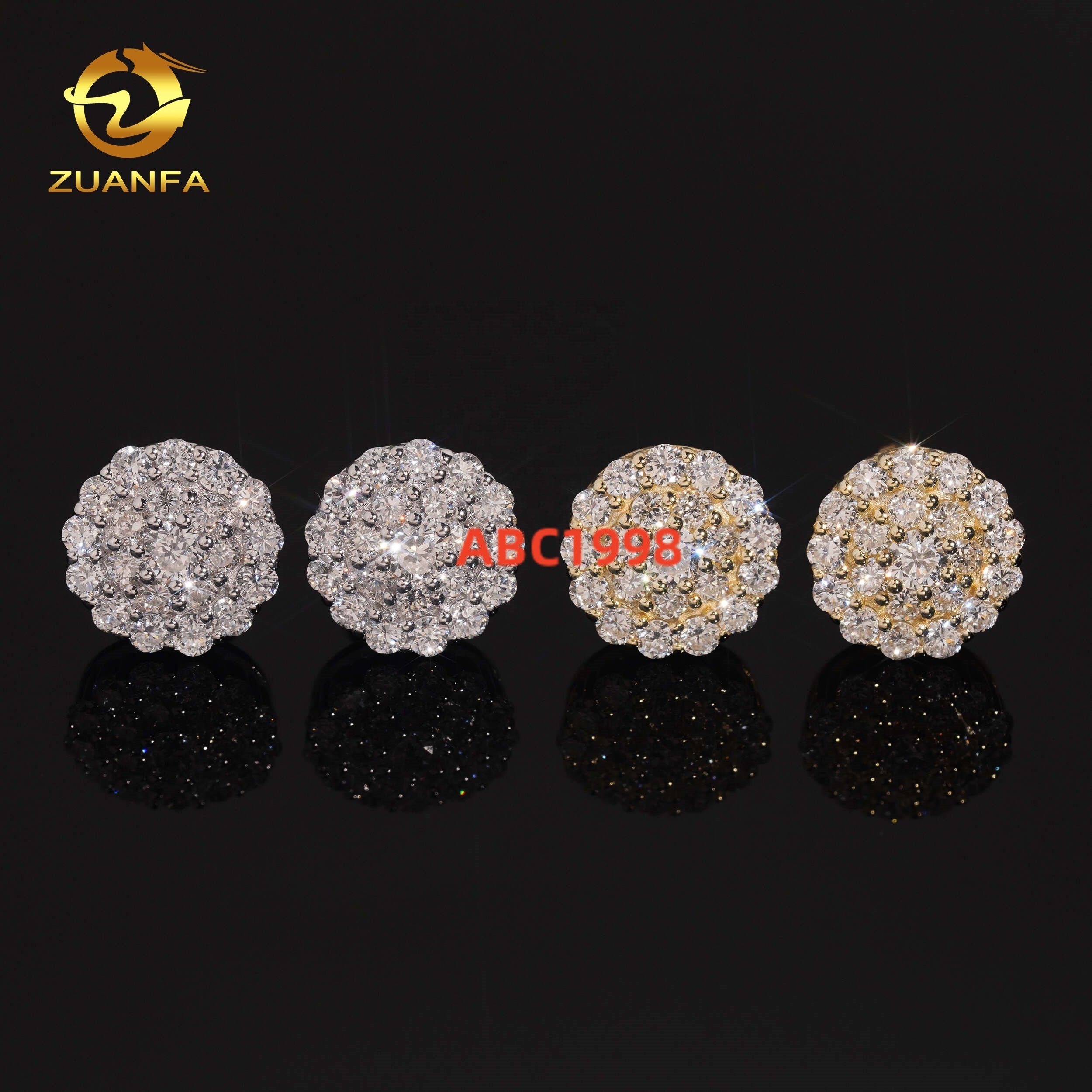 Fine Jewelry Lab Grown Diamond Certified 925 Silver Screw Back 11mm Hip Hop Iced Out Men Earrings