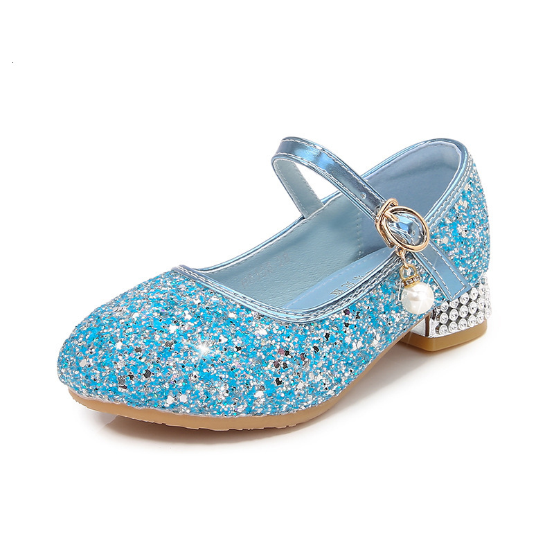 Girls' Princess Dress Silver Crystal Summer Children's High Heels Catwalk Show Performance Leather Shoes ddmyshoesvip