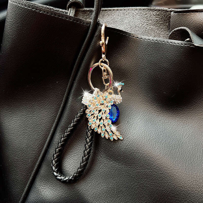 Fashion Diamond-Studded Peacock Korean Style Personalized Creative Alloy Car Keychain Simple Bag Decoration Pendant