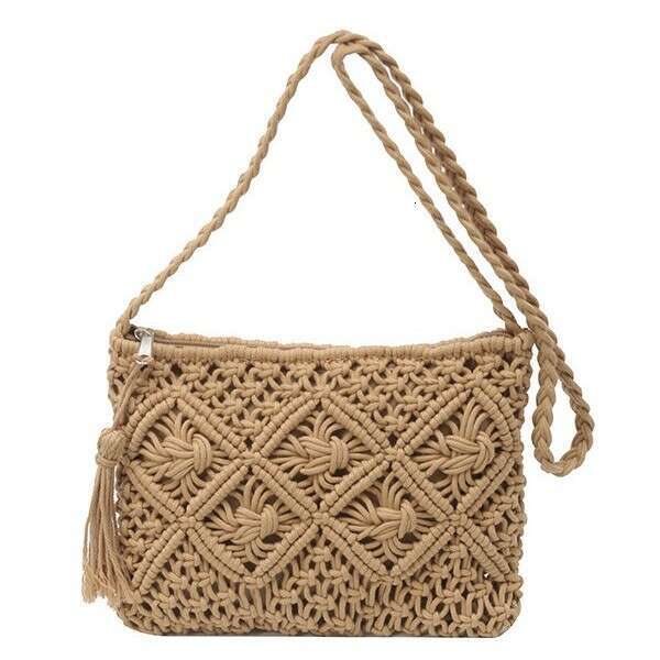 Korean Designer Hollow Woven Cotton Small for Women 2025 New Vacation Shoulder Crossbody Bag