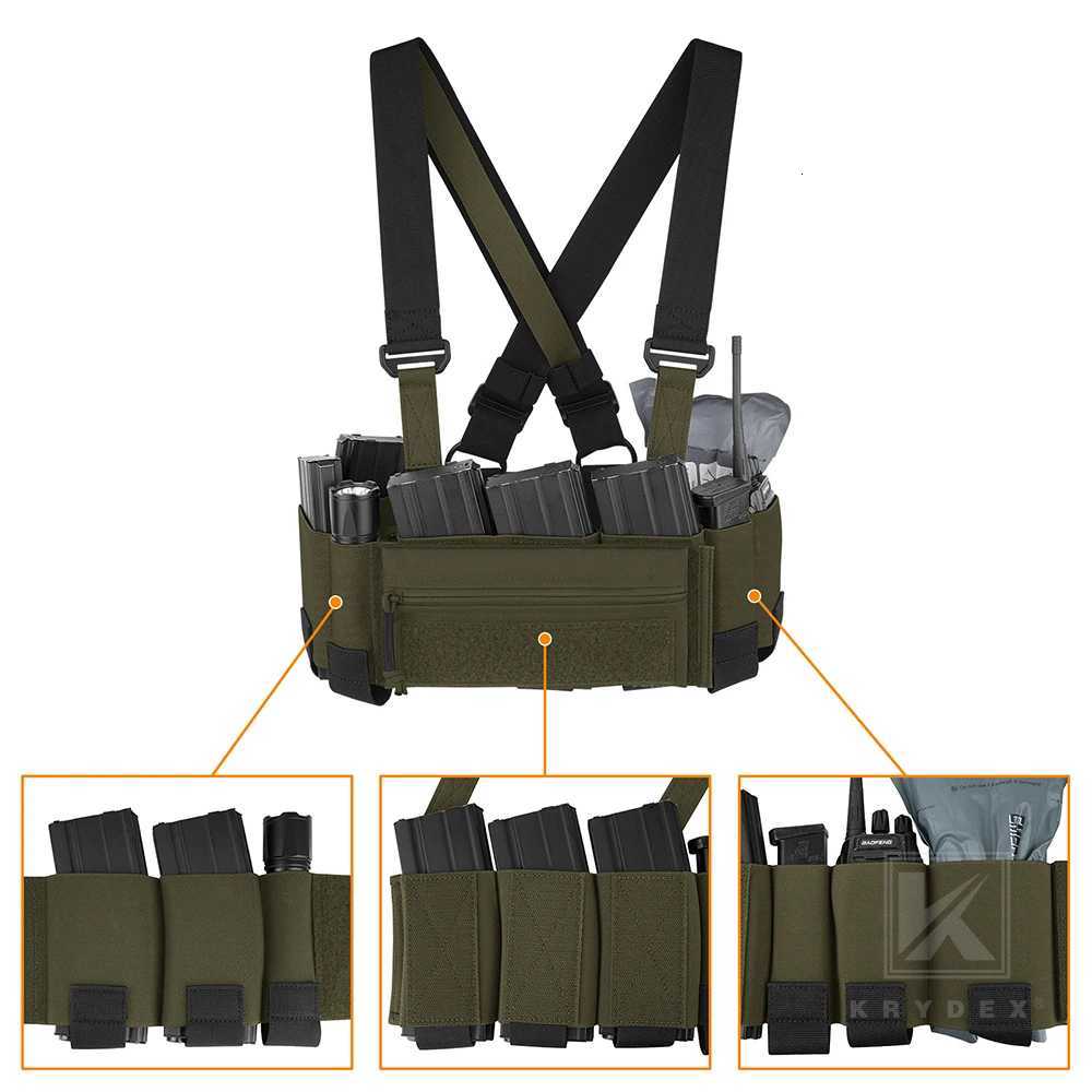 KRYDEX Tactical Ready Chest Rig Concealed Rig Vest Elastic Cummerbund 5.56 Magazine Radio Pouch X Harness Sticky GP Candy Pouch Z250728
