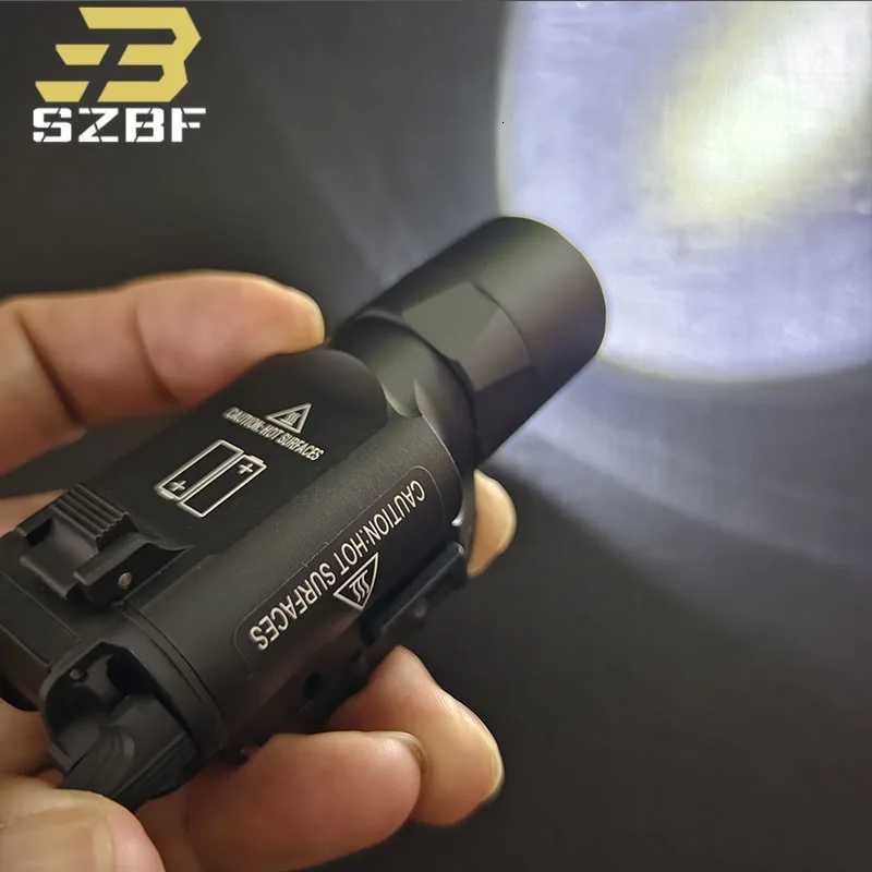 Sotac Tactical SF X300 X300U Ultra LED 400 lumens Metal Pistol Weapon Light Fits 20mm Rail Airsoft Hanging Hunting Flashlight XJ250728