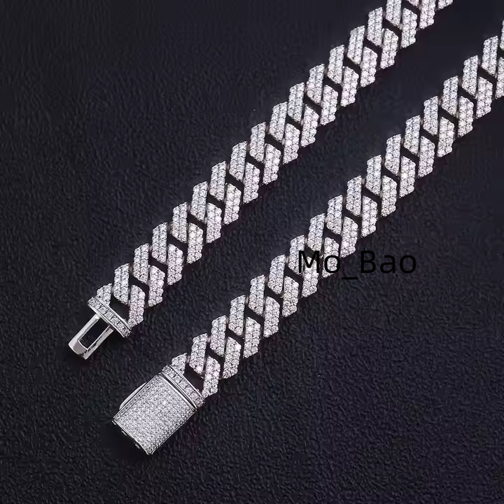 Iced Out Cuban Link Bracelet Moissanite Tennis Chain Bracelet Bling Hip Hop Wrist Bracelet