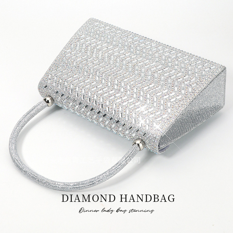 DHAL Rhinestone New Evening Large Capacity Handheld Women's Wedding Bridesmaid KTV Princess Dress Bag