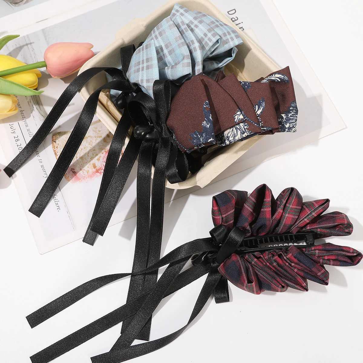 New Fabric Bow Banana Clip High Ponytail Hair Grip Clip Female Vintage Vertical Hairpin Top Clip Hair Accessory Female Z250729