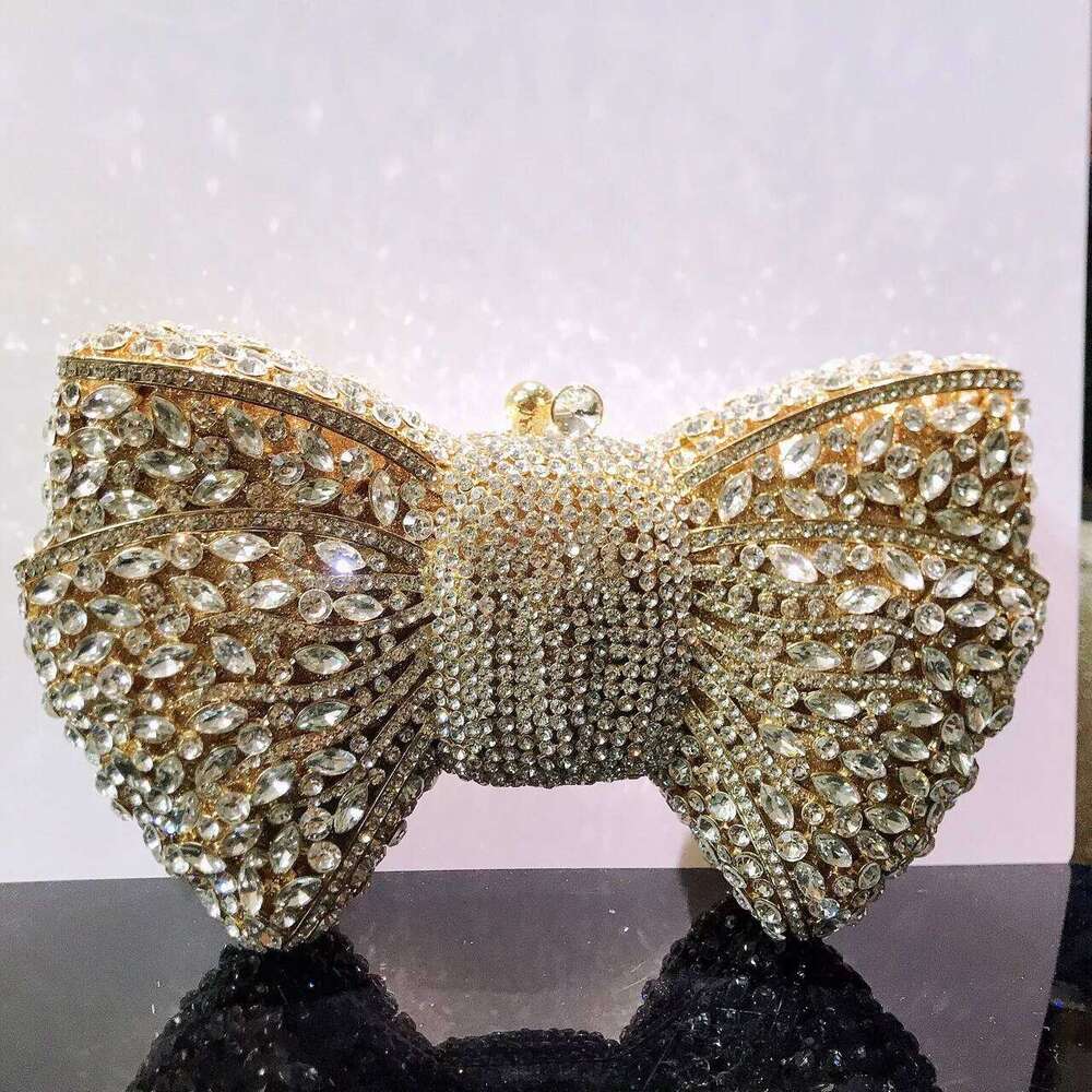 15 Color Fashion Hollow Bow Woman Evening Bag Wedding Bride Dia Stone Purse Crystal Banquet Gala Party Dinner Handbag
