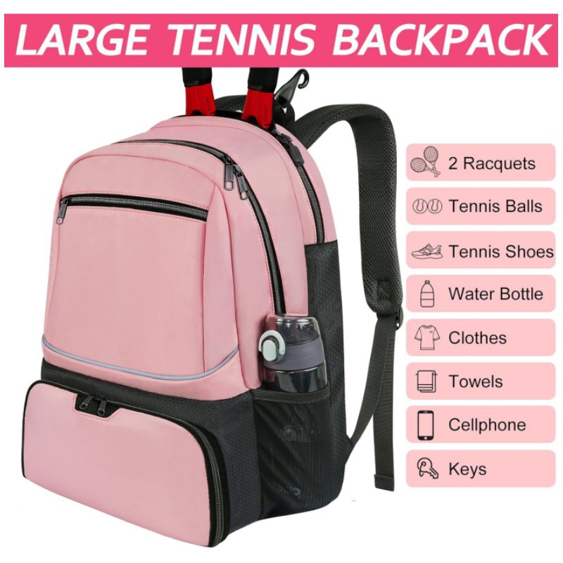 Tennis Racket Bag Sports Storage Bag with Separate Shoe Compartment Fashion Sports Travel Backpack for Tennis Badminton Rackets, Balls Sports