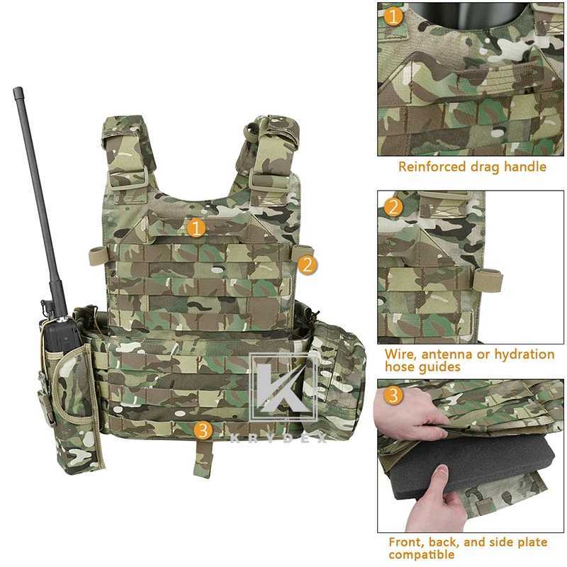 KRYDEX LBT-6094A Tactical Modular Vest Triple Mag/Radio/Dump Pouch Airsoft Hunting Battle Plate Carrier MOLLE Vest Camo MC Z250728