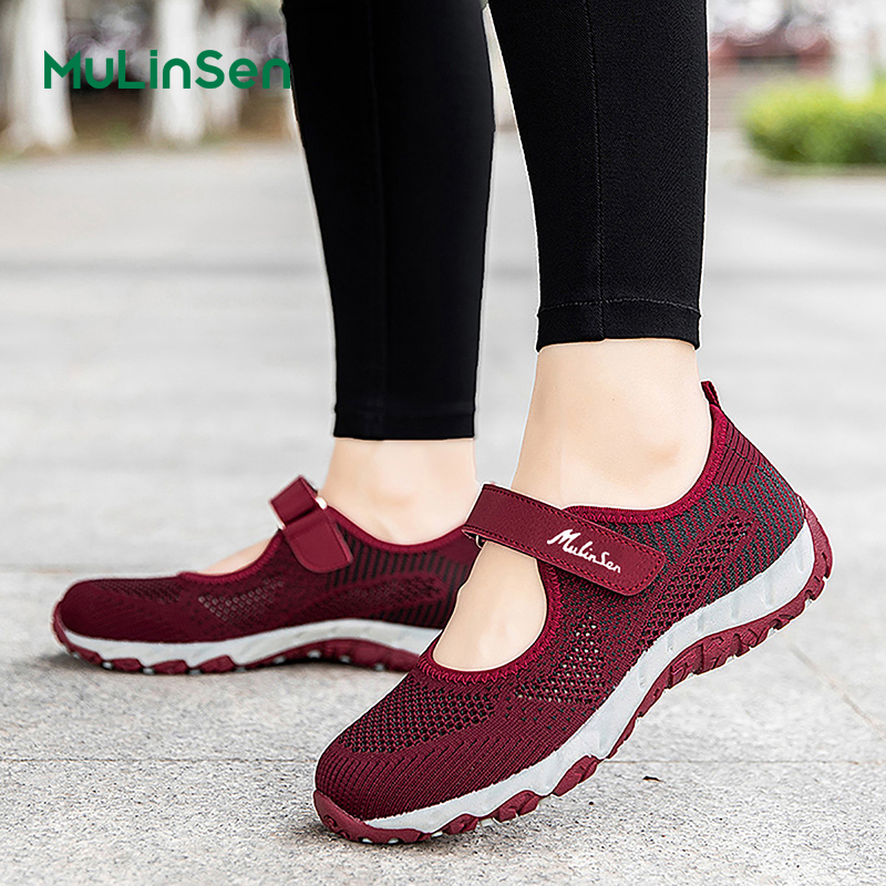 Mulinsen women's shoes 2025 new summer breathable mesh lightweight casual canvas shoes soft sole middle-aged elderly mother shoes