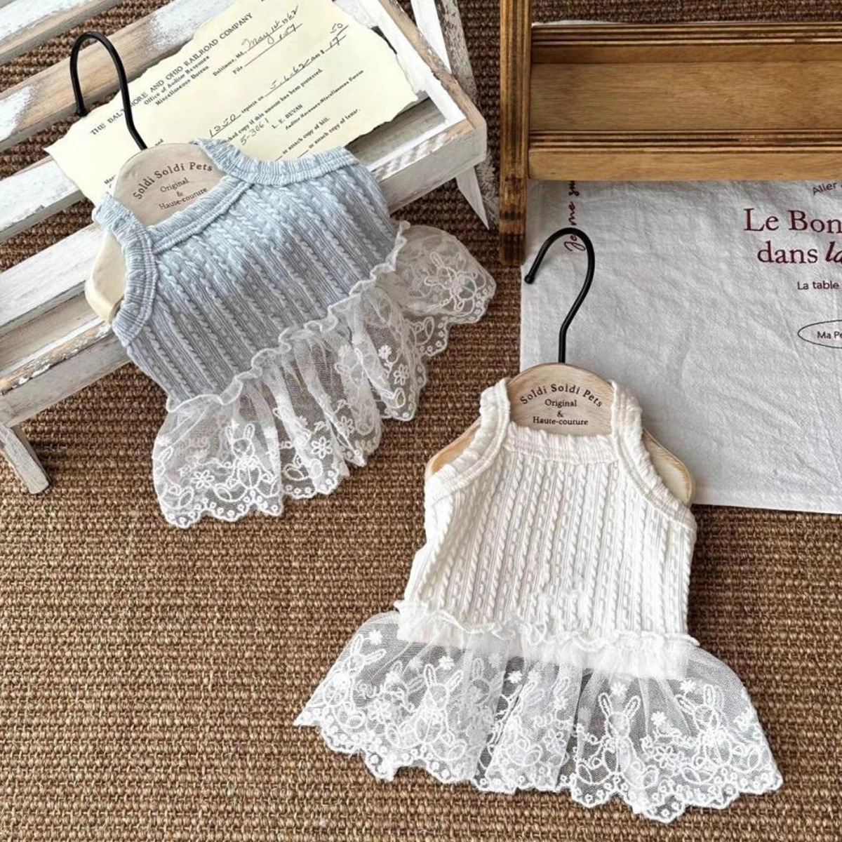 Blue Dog Dress for Small Sleeveless Lace Edge Cat Clothes Summer Cooling Soft Puppy Skirt Concise Pet Vest 250729